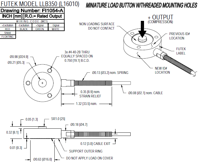 LLB350-100lb力傳感器產品尺寸圖