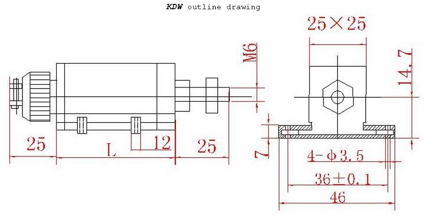 德國VOLFA KDW直線位移傳感器結構尺寸圖